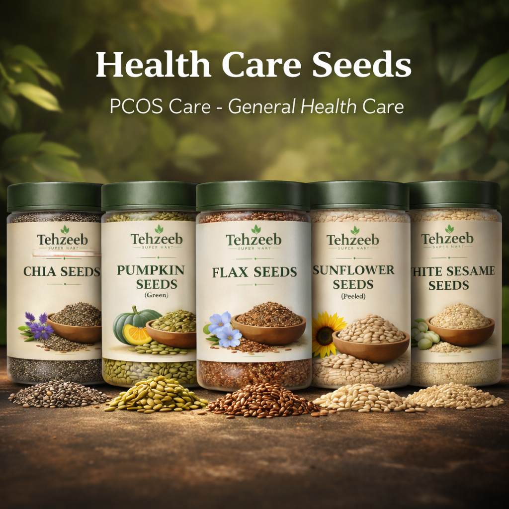SuperFood Seeds Pack - PCOS Support 5 Seeds Pack - Chia Seeds - Flax Seeds - Sunflower Seeds - Pumpkin Seeds - White Sesame Seeds
