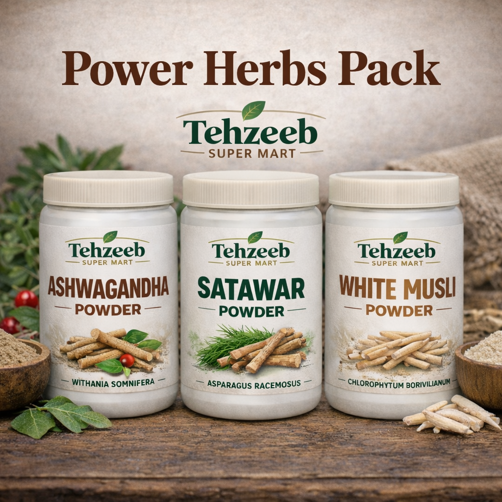 Power 3 Pack - Ashwagandha Powder • Satawar Powder • Musli Sufaid Powder • 50 Gm Each